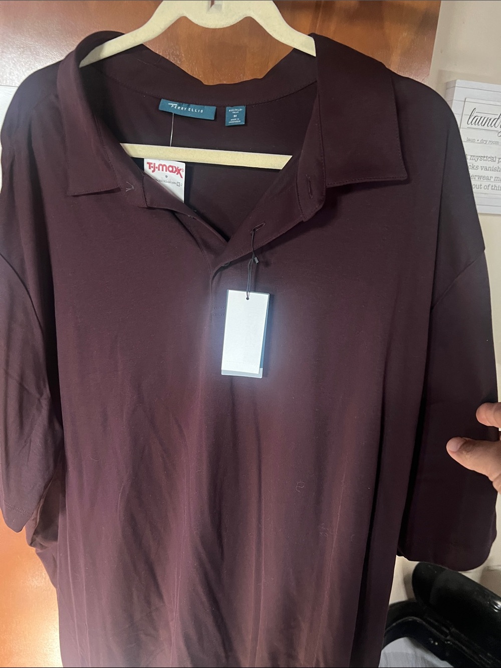 Perry Ellis Men's Polo in Dark Burgundy